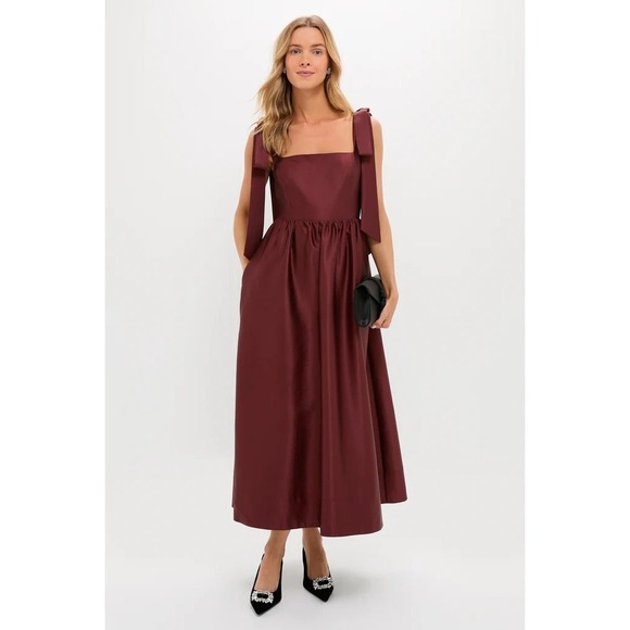 Tuckernuck Dresses & Skirts - TUCKERNUCK Oxblood Dupioni Bow Esme Dress NWT size XL Retail $228